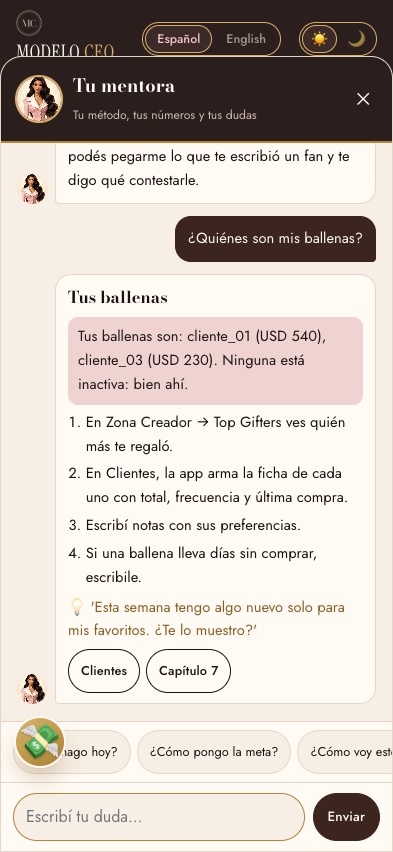 La Mentora con tus ballenas
